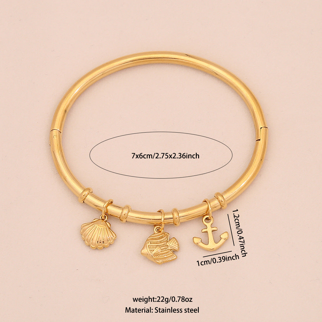 Personalized Ocean Starfish Shell Bracelet Personalized Butterfly Flower Stainless Steel Jewelry B637