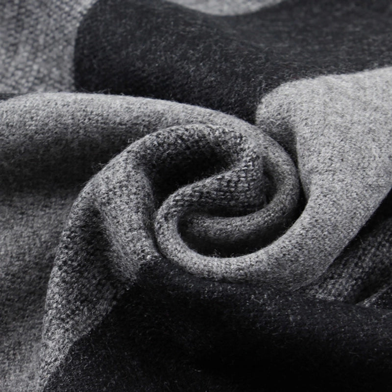 New Men's Scarf Winter Warm Pull Striped Scarf Imitation Cashmere Middle-aged Leisure Scarf