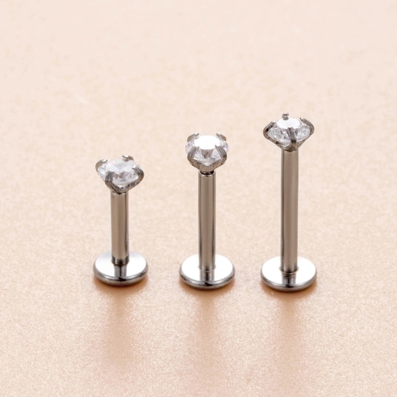 1 Piece Ear Cartilage Rings & Studs Minimalist Round 316L Stainless Steel  Plating Inlay Zircon