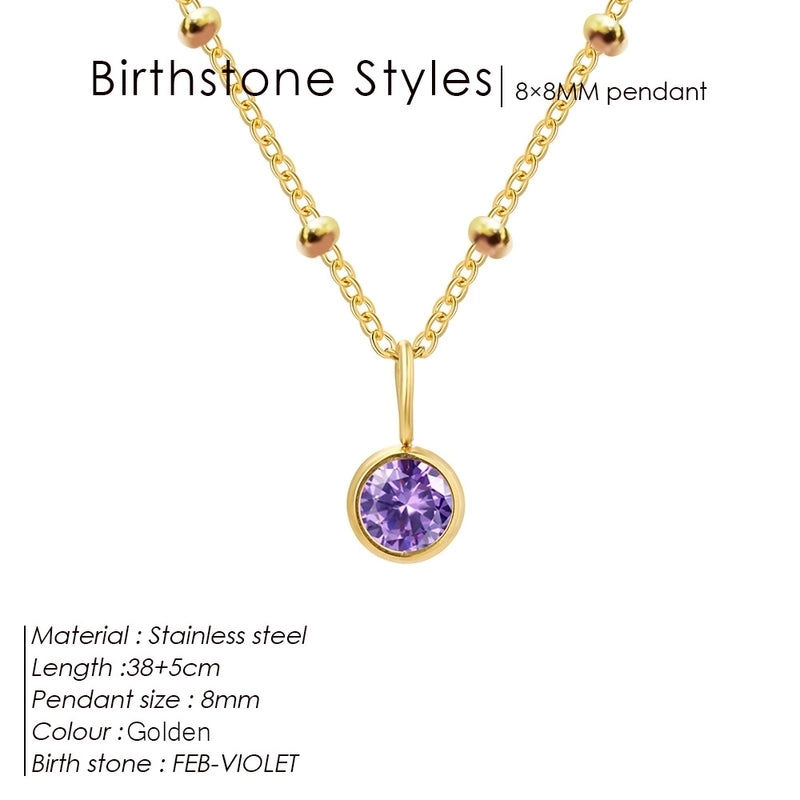 Minimalist Classic Style Geometric 316L Stainless Steel  Rhinestones Inlay Stainless Steel Necklaces