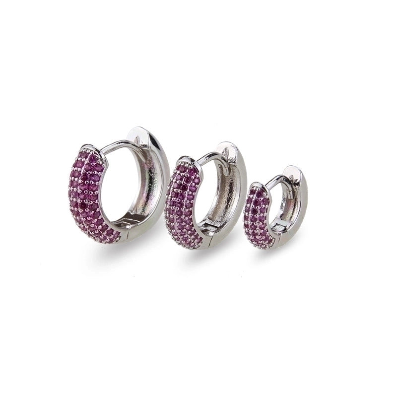 Minimalist Circle Copper Zircon 18K Gold Plated Earrings