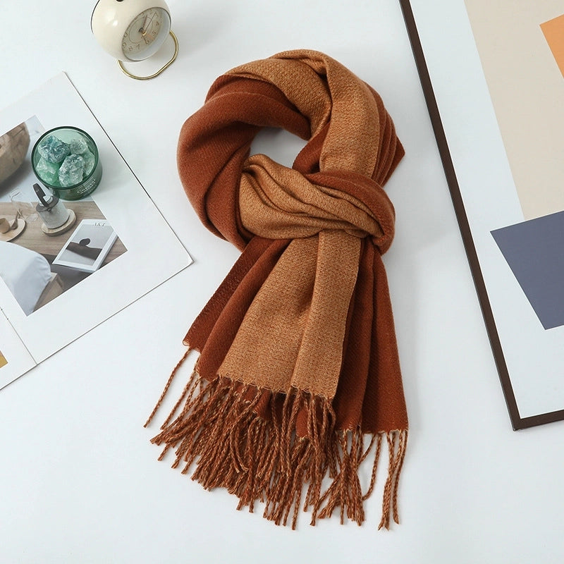 Cashmere Scarf Women's Winter Hot Imitation Cashmere Scarf Men's Shawl  Thickened Double-sided Wool Scarf