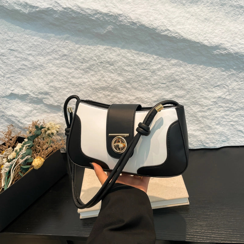 Women's Medium Pu Leather Color Block Solid Color Basic Classic Style Square Zipper Underarm Bag