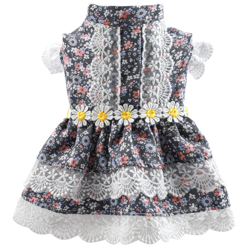 Lace Design Floral Dog Cat Dress