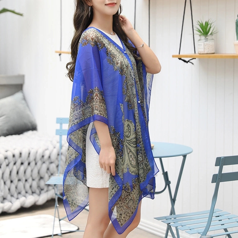 Women's Minimalist Printing Satin Silk Scarf