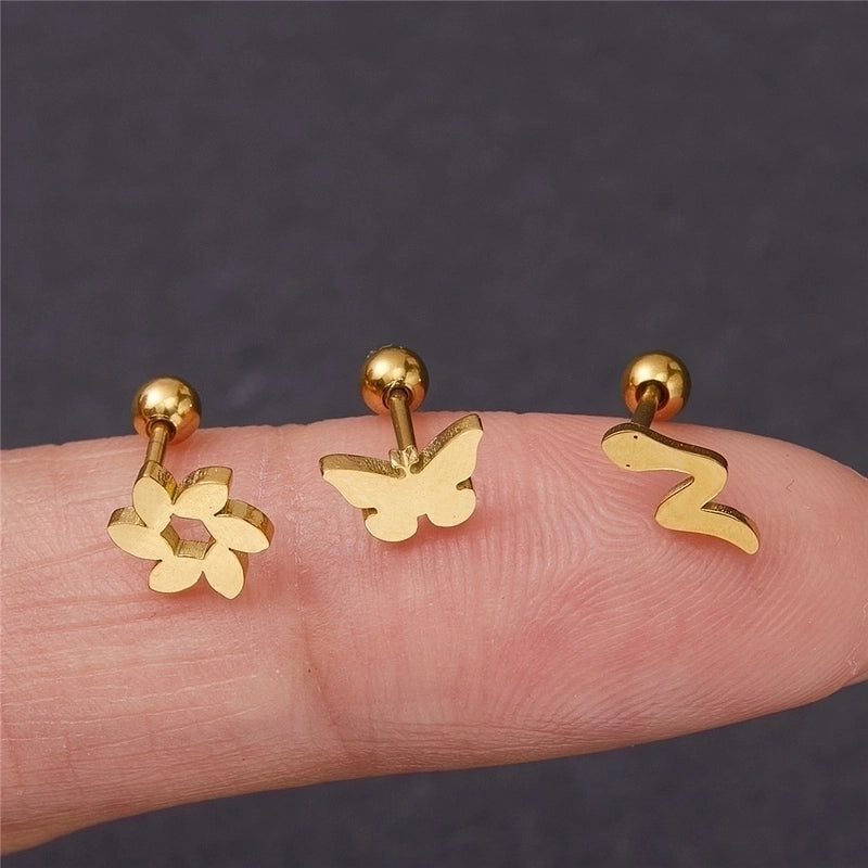 1 Piece Minimalist Geometric Plating Inlay Titanium Steel Zircon Ear Studs