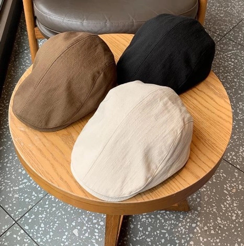 Unisex Basic Retro Solid Color Curved Eaves Beret Hat