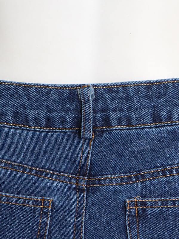 Original Wide Leg Loose Split-Joint With Big Pockets Jean Pants Bottoms