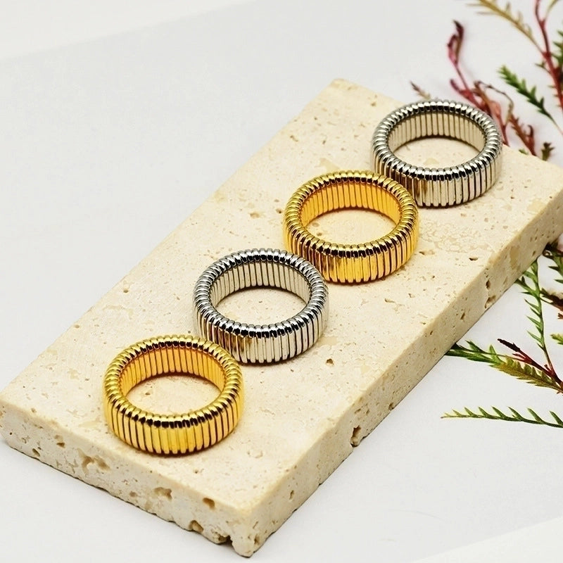 Minimalist Solid Color Titanium Steel 18K Gold Plated Plating Rings