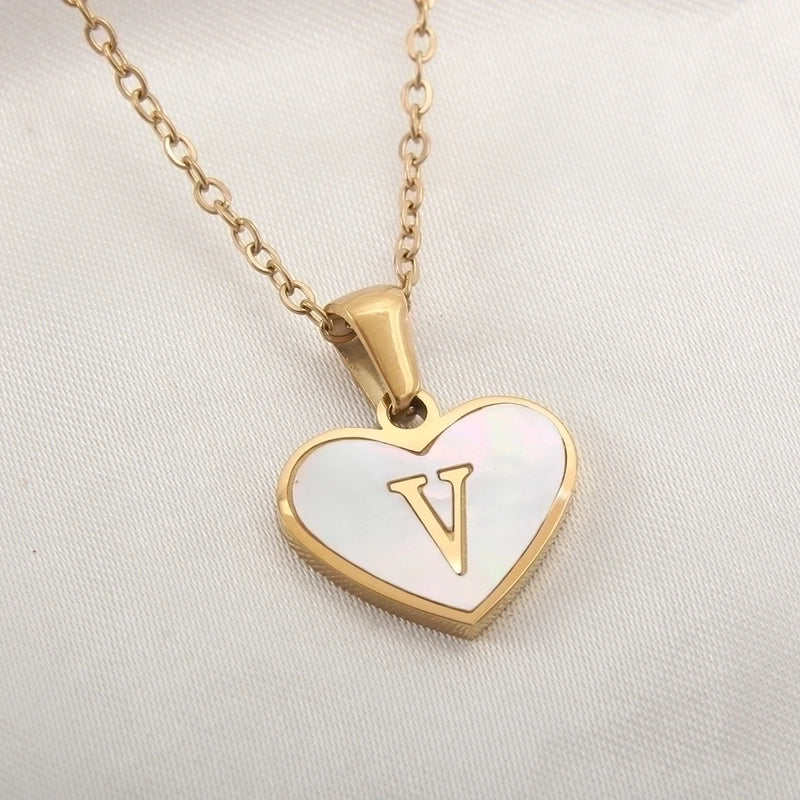 Casual Letter 304 Stainless Steel Shell Shell 18K Gold Plated Plating Inlay Pendant Necklace