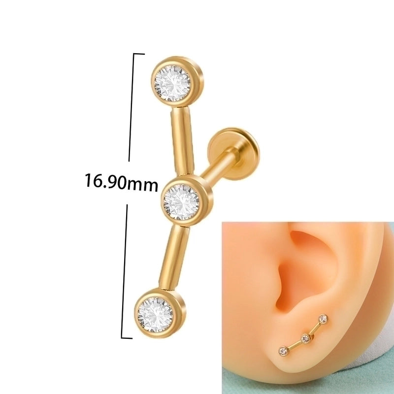 1 Piece Lip Rings Casual Elegant Minimalist Geometric 304 Stainless Steel Plating Inlay Rhinestones 18K Gold Plated