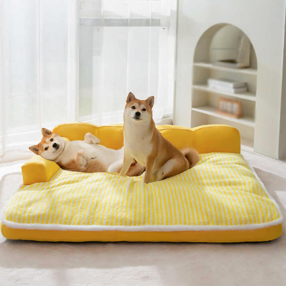 Striped Full Support Comfortable Skin-friendly Washable Orthopedic Dog Sofa Bed