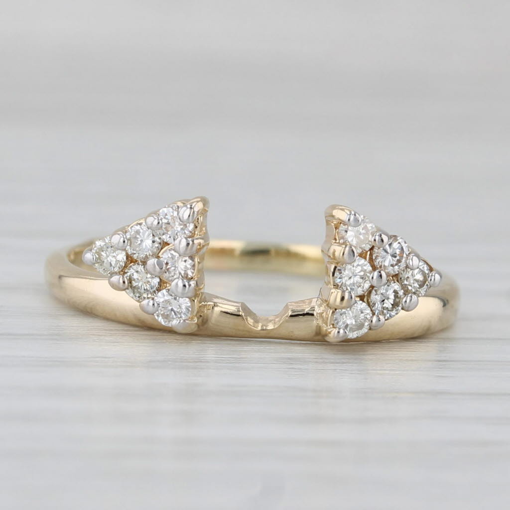 0.24ctw Diamond Clusters Ring Guard Jacket 14k Yellow Gold Size 7 Bridal Wedding
