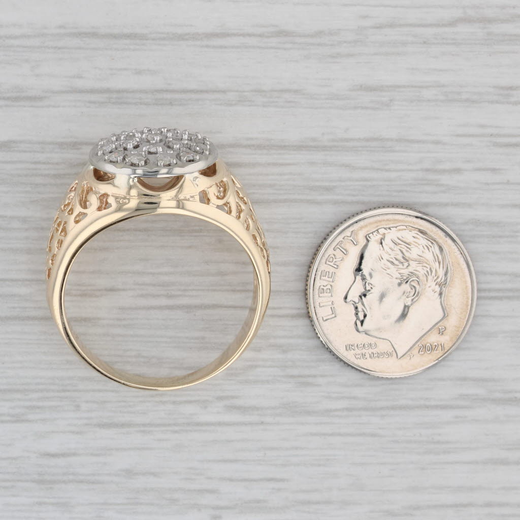 0.18ctw Diamond Cluster Men's Ring 10k Yellow Gold Size 10