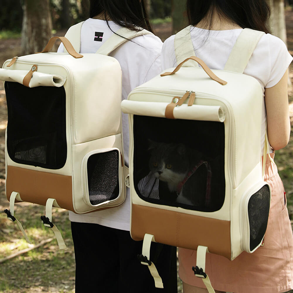 Square Breathable Foldable Portable Designer Pet Carrier Cat Backpack