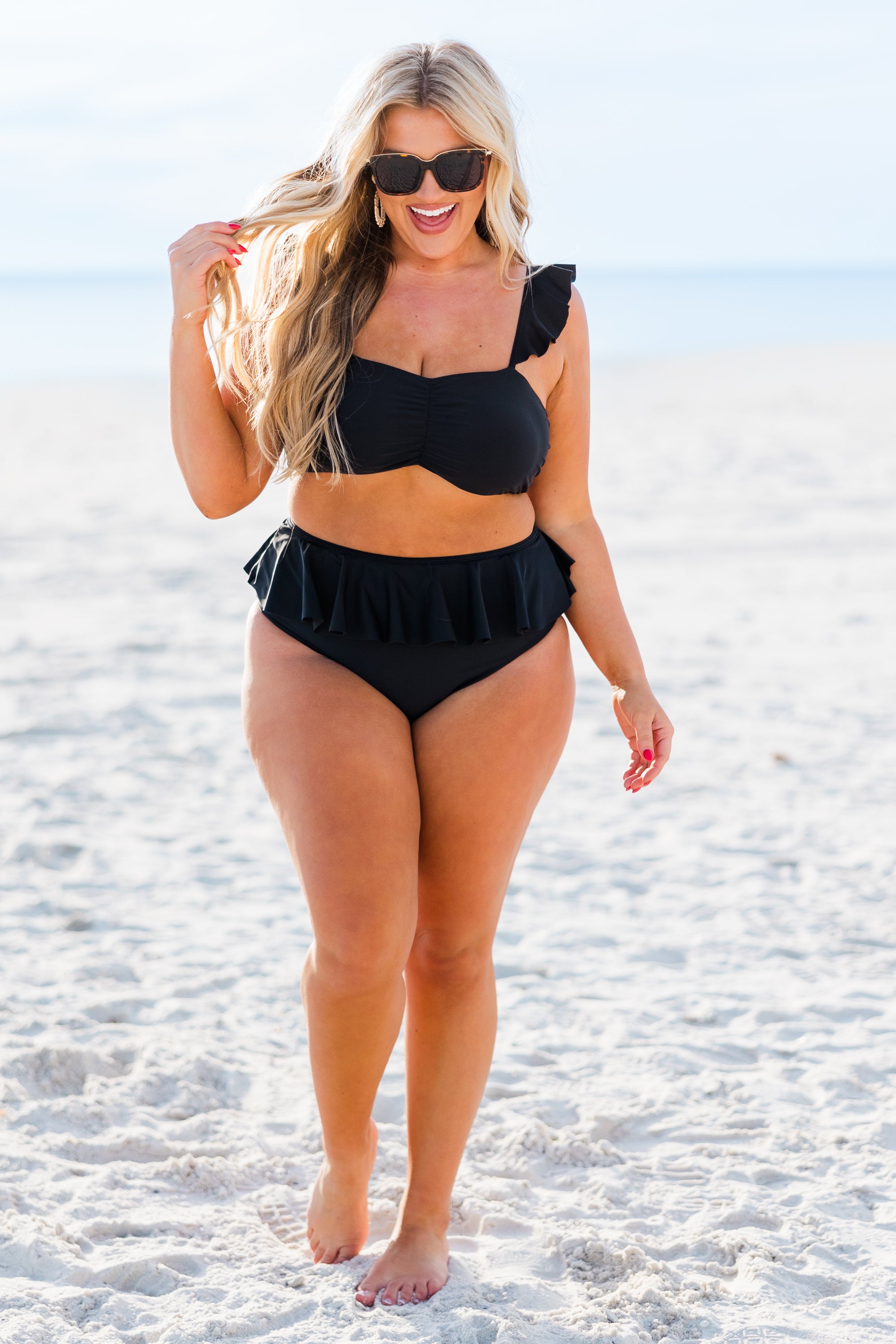 Sugar Sands Swim Top. Black