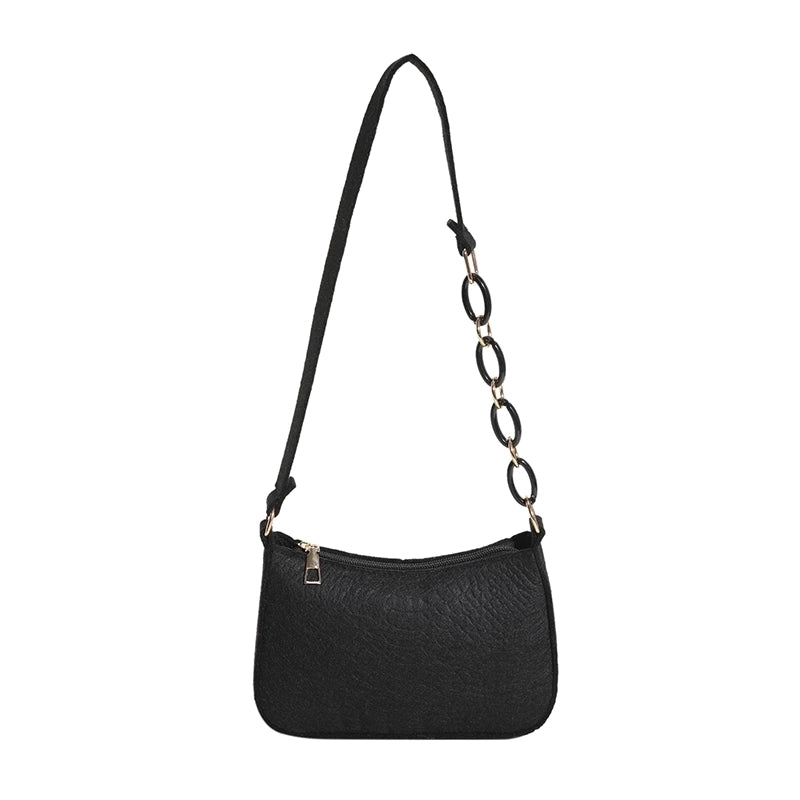 Women's All Seasons Felt Solid Color Vintage Style Square Zipper Shoulder Bag