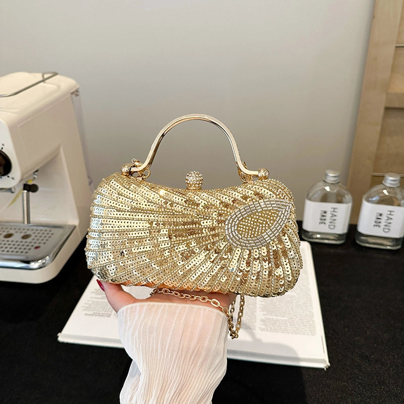 Silver Gold Black PVC Solid Color Sequins Square Evening Bags