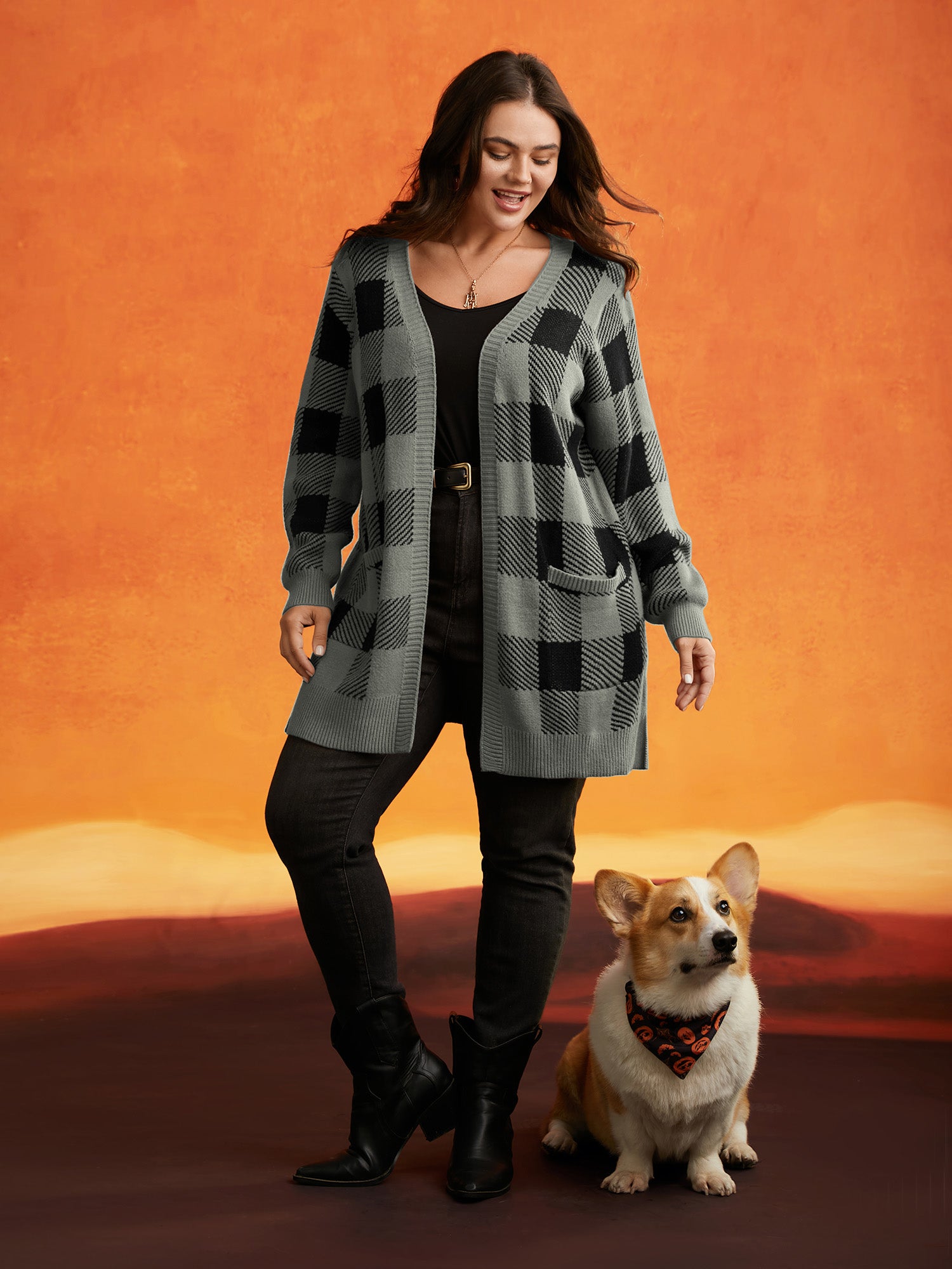 Supersoft Essentials Plaid Open Cardigan