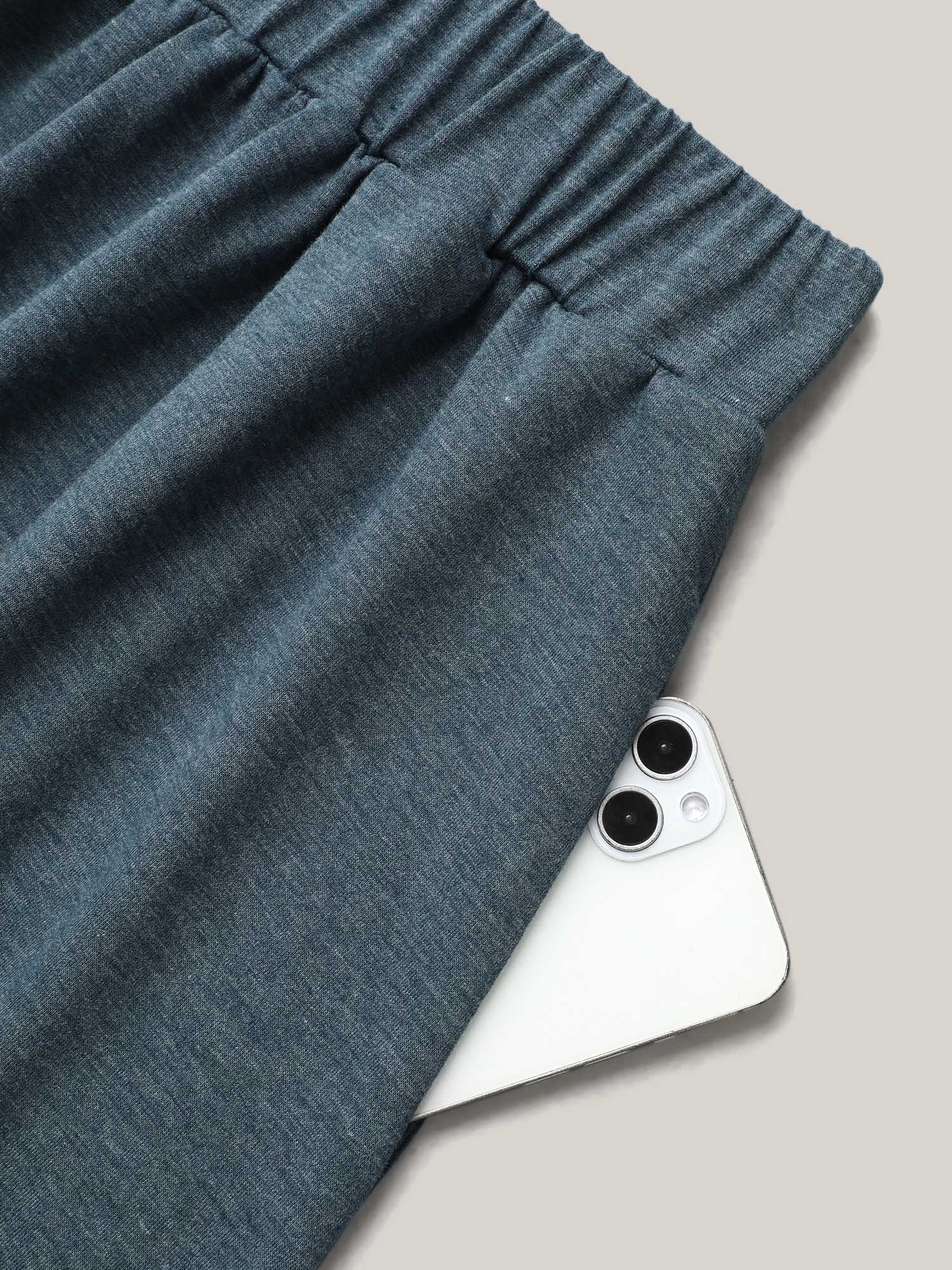 Heather Stretchy-Waist Pleated Midi Skirt