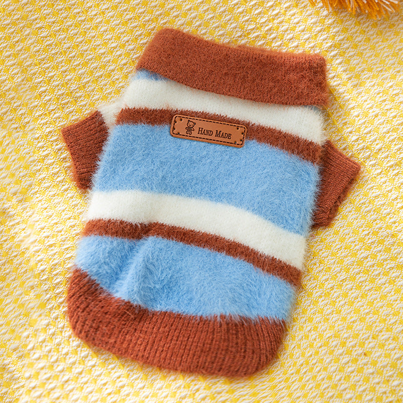 Striped Color Block Dog Cat Polo Sweater