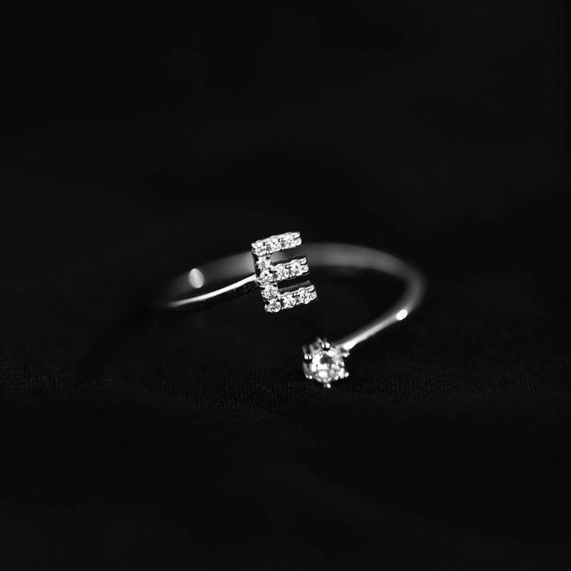 Ig Style Minimalist Letter Copper Plating Inlay Zircon Open Ring