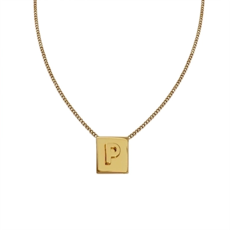 Minimalist Letter Square Titanium Steel Necklace 1 Piece