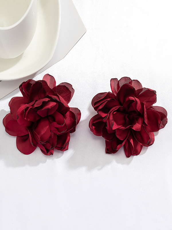 Solid Color Three-Dimensional Flower Drop Earrings