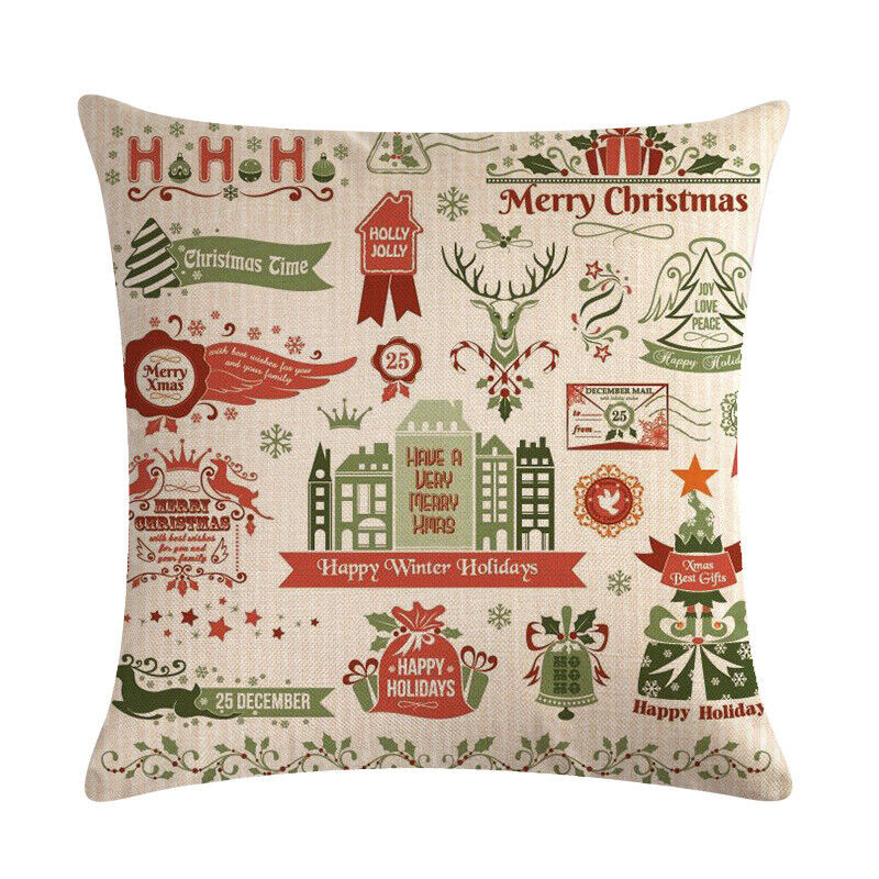 18 Cojines Merry Xmas Couch Throw Pillow Cover Case Home Sofa Decor Pillowslip