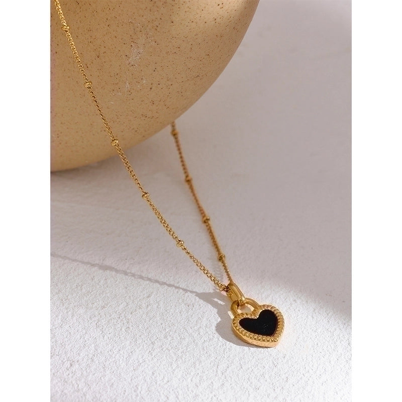 Minimalist Heart Shape 304 Stainless Steel Acrylic 18K Gold Plated Plating Stainless Steel Necklaces