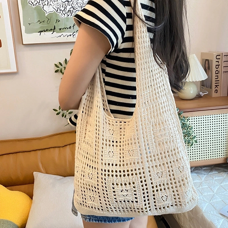 Women's Vintage Style Solid Color Polyester Shopping Bags