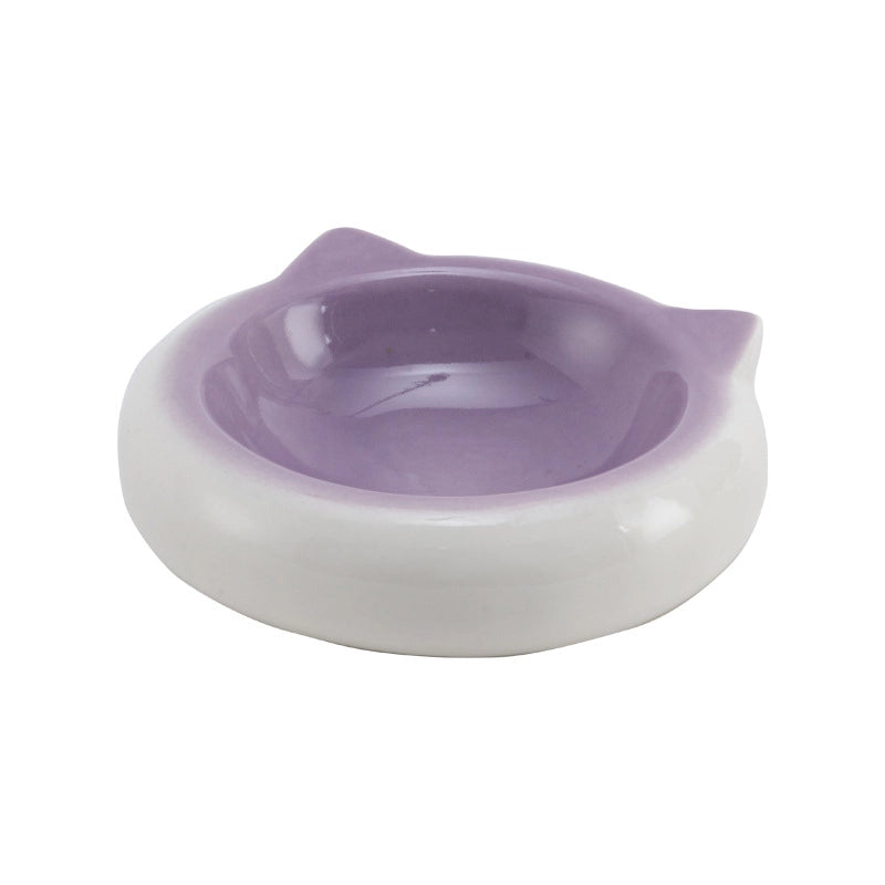 Shumen Ceramic Cat Food Bowl Plate Dog Food Bowl Anti-knock Simple Modern Pet Bowl Puppy Drinking Bowl Cat Bowl