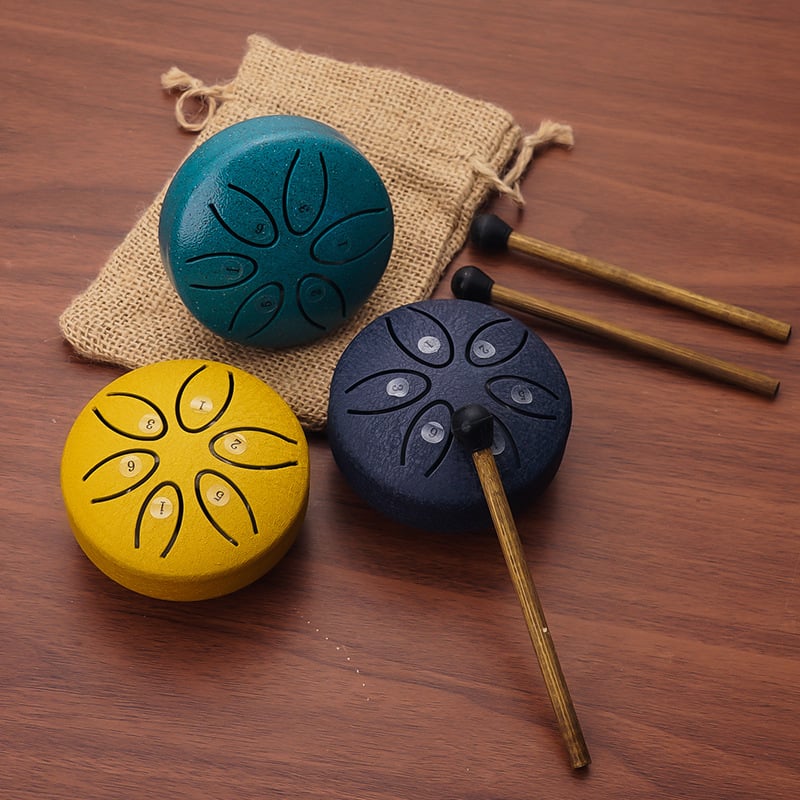 🔥🎁BUDDHA STONES MINI STEEL TONGUE DRUM 3 INCH SOUND HEALING DRUM KIT