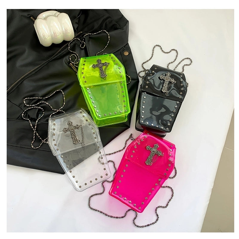 Women's Small PVC Cross Solid Color Punk Classic Style Magnetic Buckle Crossbody Bag