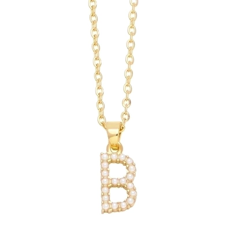 Minimalist Letter Copper Inlay Anti-pearl Necklace