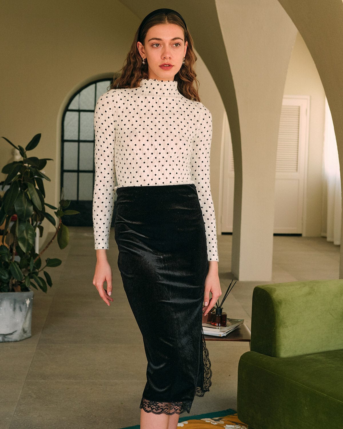 The Polka Dot Mock Neck Knit Top