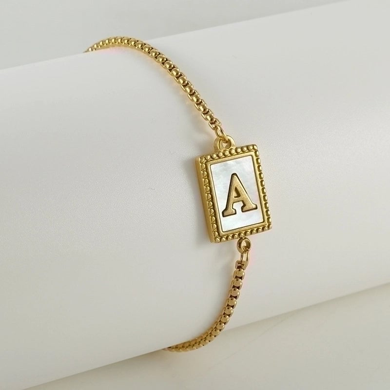 Fashion Letter Titanium Steel Plating Inlay Shell Bracelets 1 Piece