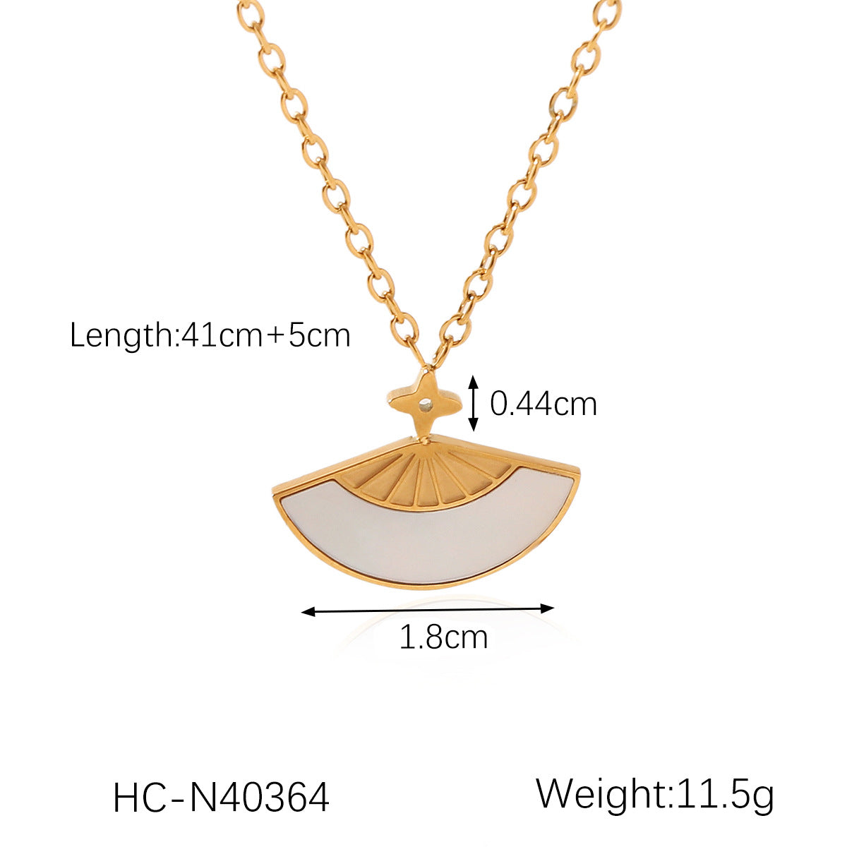 Stainless Steel Fan-Shaped White Shell Pendant Necklace For Women Niche Design Titanium Steel Earrings
