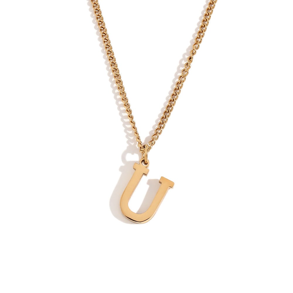 Fashion Letter Number Geometric Text Stainless Steel 18K Gold Plated Necklaces
