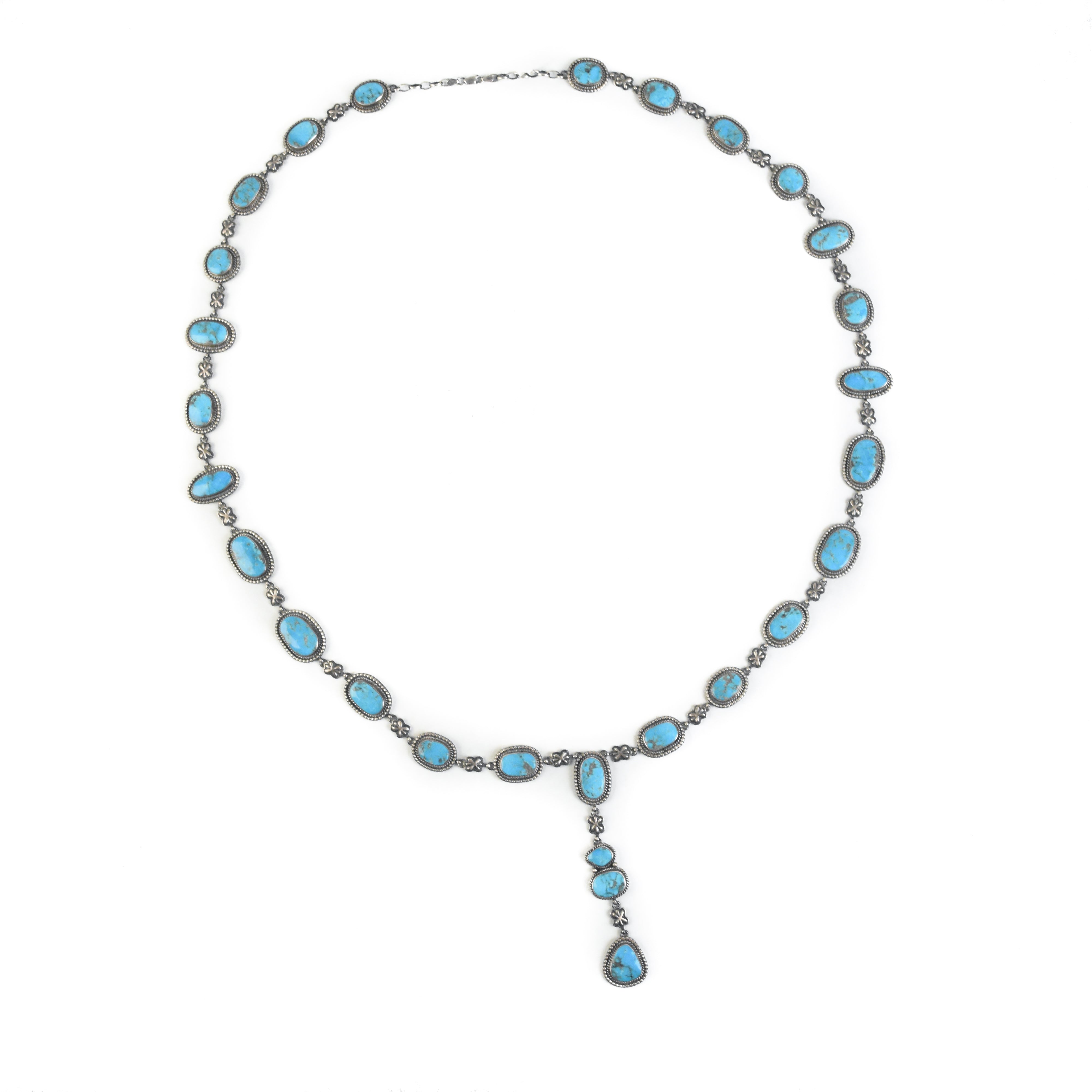 Kingman Turquoise Lariat Necklace by Tatum Skeets