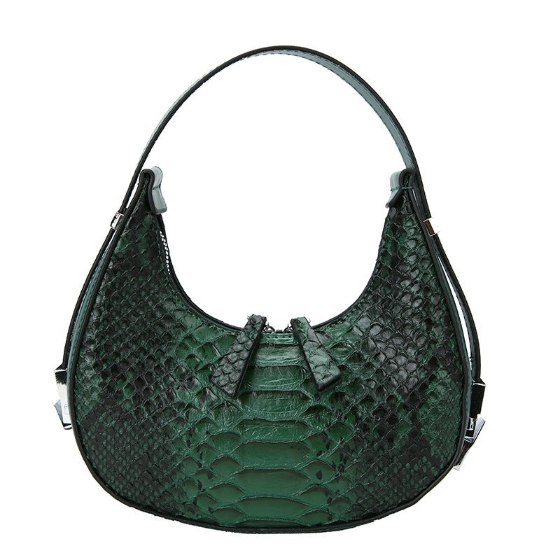 Women's All Seasons Pu Leather Crocodile Streetwear Round Zipper Handbag Underarm Bag