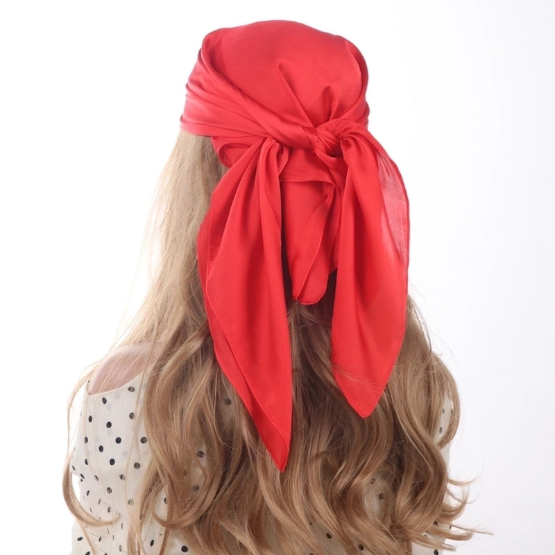 Women's Elegant Solid Color Satin Printing Silk Scarf
