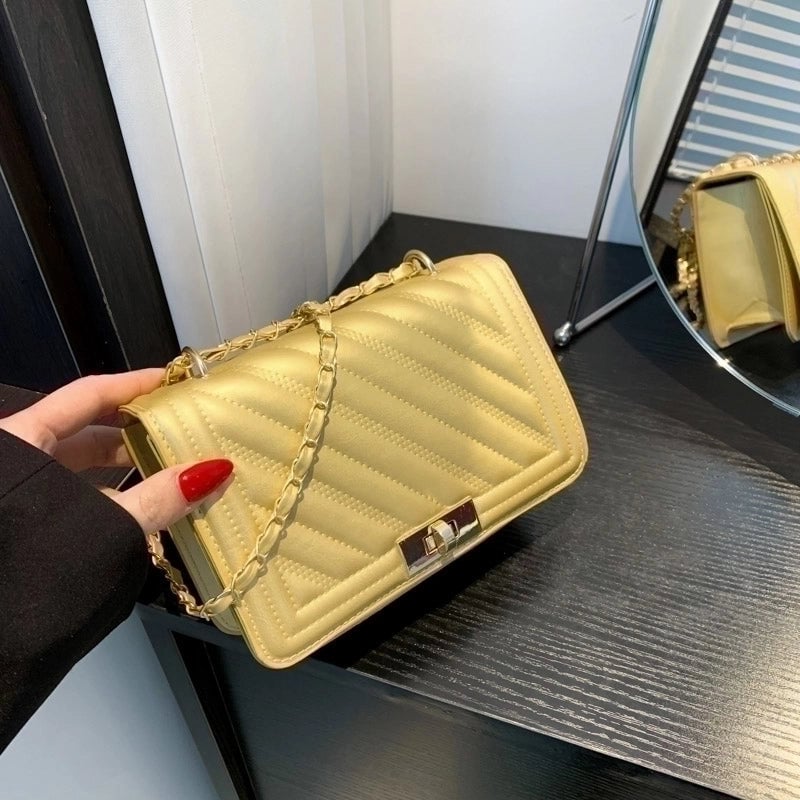Women's Pu Leather Stripe Elegant Flip Cover Crossbody Bag