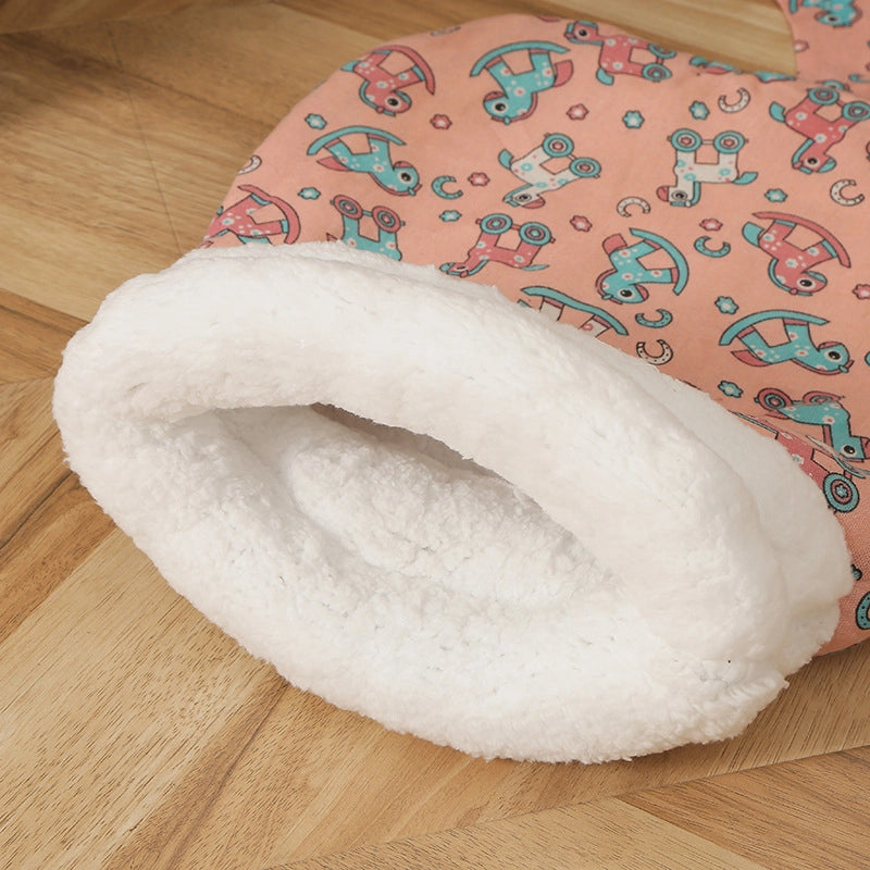 Cat Nest Winter Warm Semi-closed Cat Sleeping Bag Thickened Plush Removable And Washable Pet Mattress