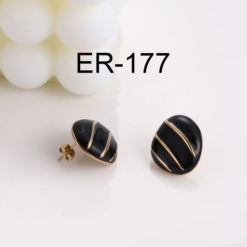 Minimalist Round Enamel Plating 304 Stainless Steel Earrings Ear Studs