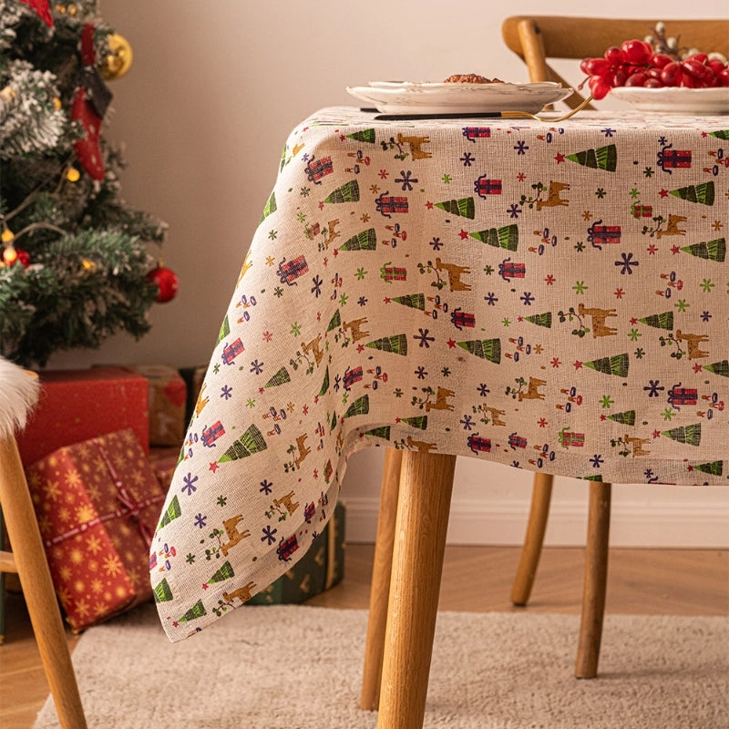 Simple Chinese Style Color Block Polyester Fiber Tablecloth