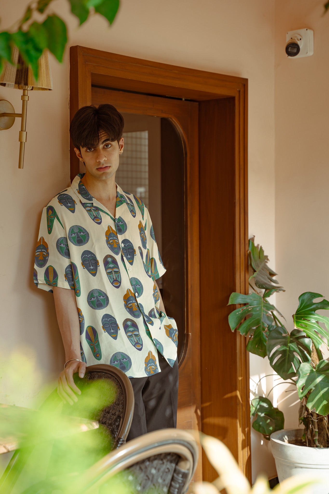 Tribal Faces Green Oversize Shirt