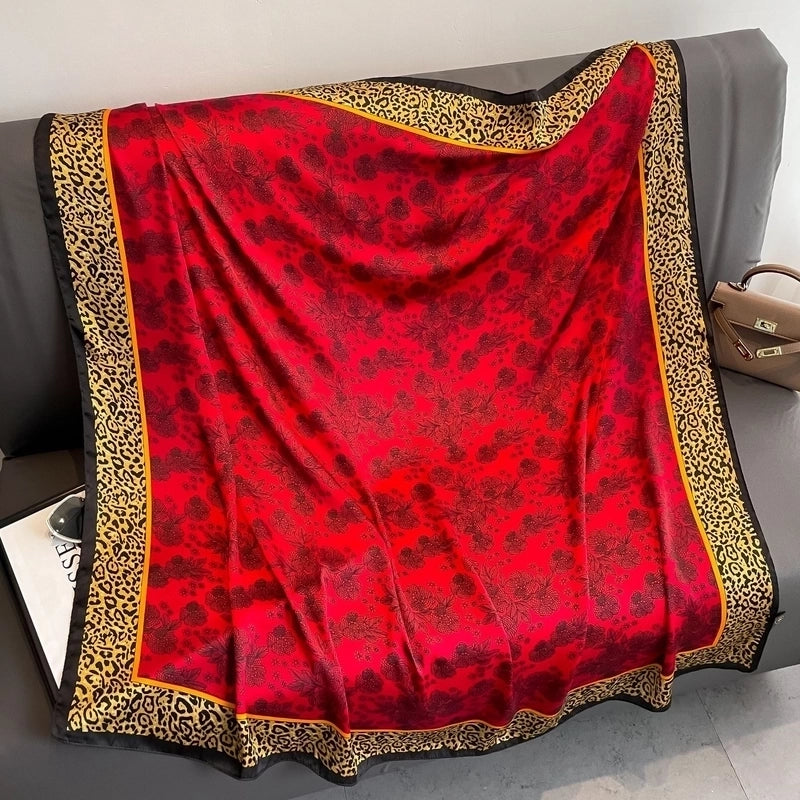 Women's Vintage Style Letter Color Block Polyester Silk Scarves