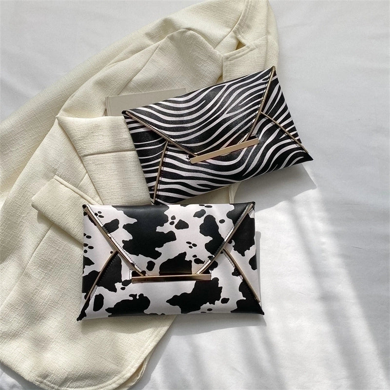 Pu Leather Color Block Square Evening Bags