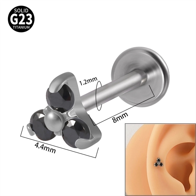 1 Piece Ear Cartilage Rings & Studs Minimalist Flower G23 Titanium Synthetic Opal Zircon Plating Inlay Synthetic Opal Zircon